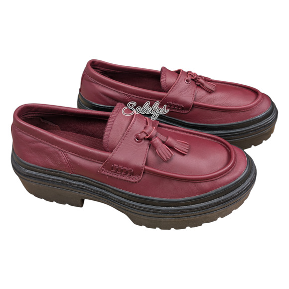 Converse All Star Lugged Heel Leather Loafer Deep Bordeaux Burgundy Red Womens 9 - Picture 5 of 9